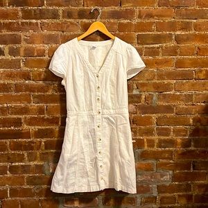 Fit & Flare Button-Front Linen-Blend Mini Dress for Women